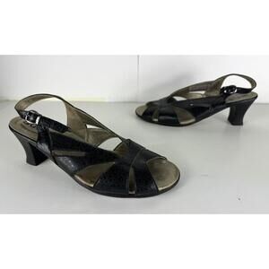 Arche Black Leather Open Toe Women's Slingback Sandals EU 39 US 9